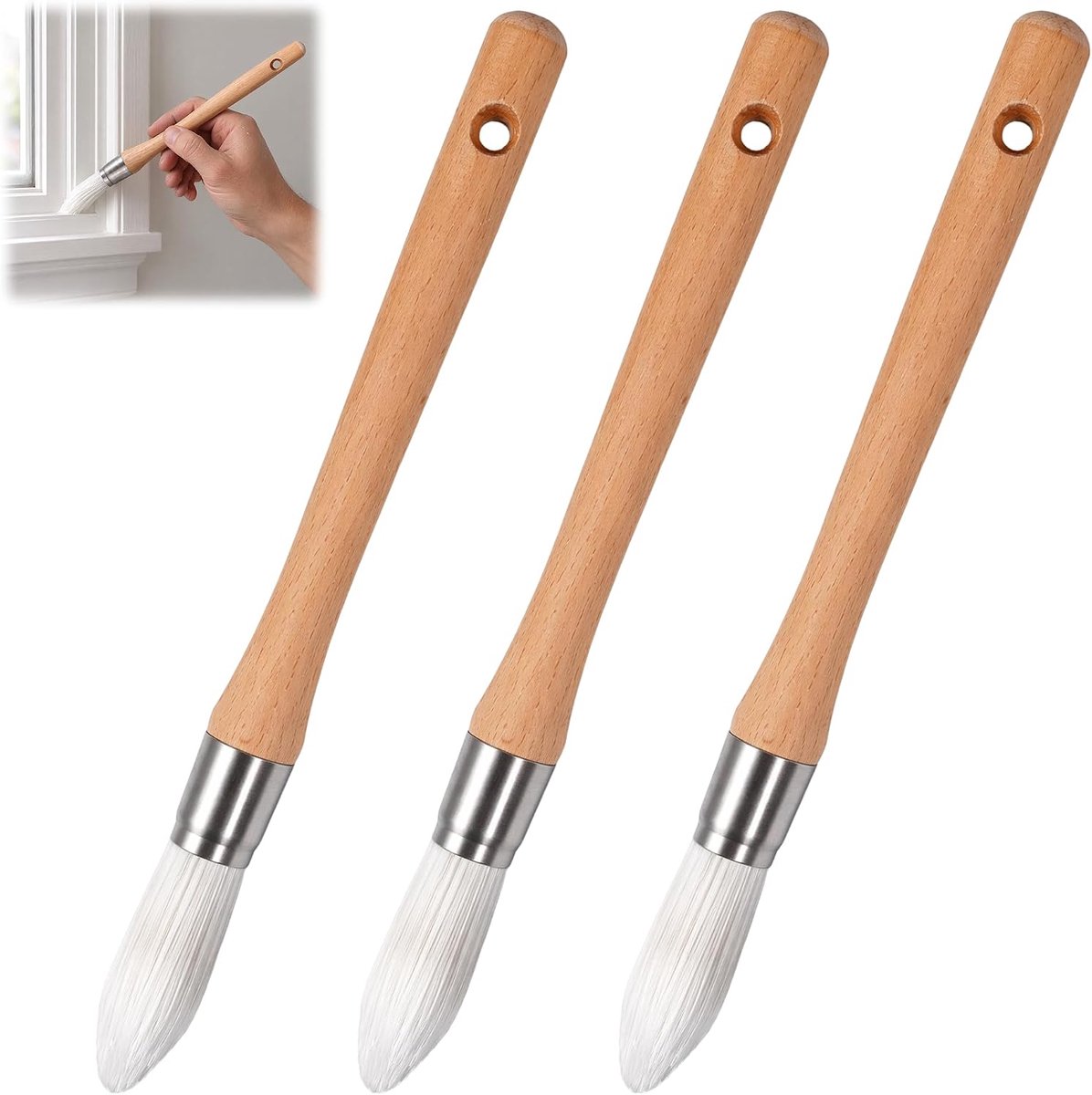 Ronde Verfkwasten,27,5 cm × 1,5 cm Ronde Houten Penseel