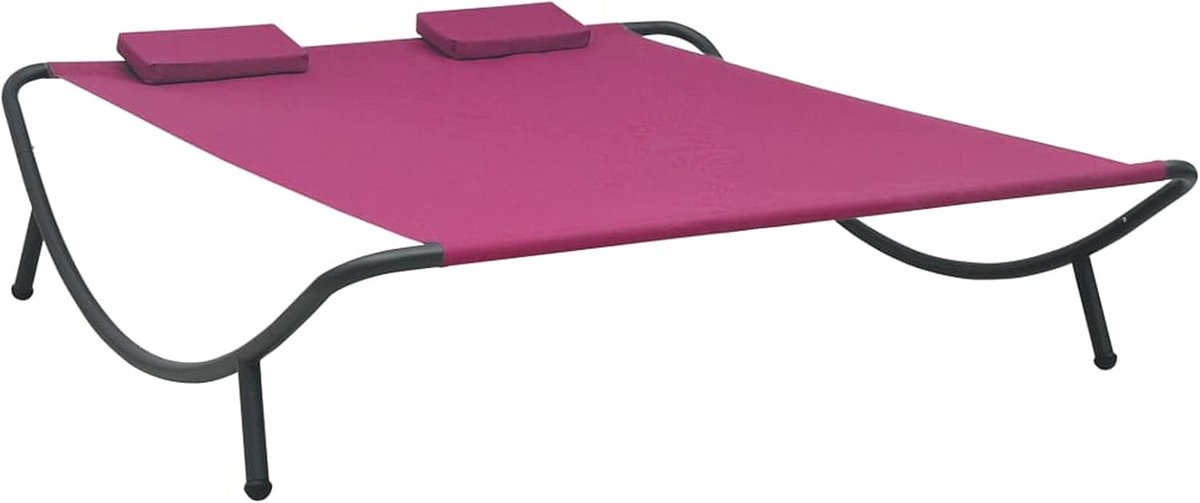 Zonneligstoel van roze stof, ligstoel, tuinstoel, tuinmeubelen, tuinstoelen, tuinligstoel, 313532