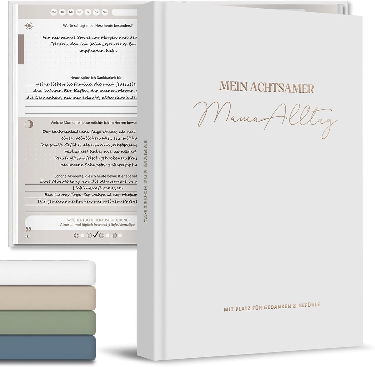 Stijlvolle grijze diary met een zachte M-as cover, perfect voor notities en journaling