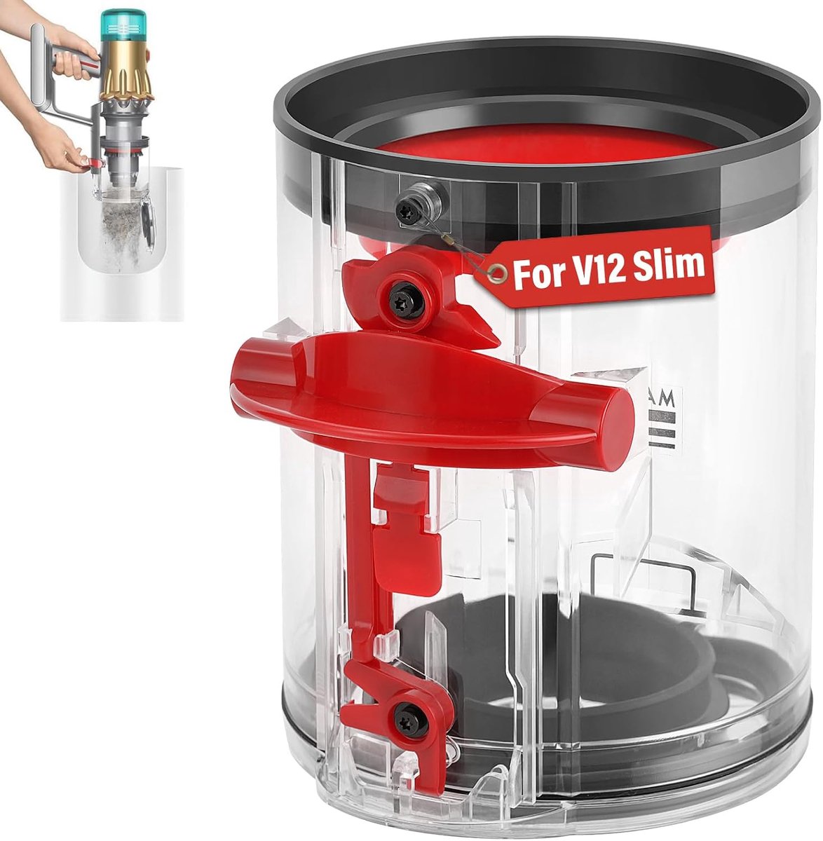 Reserveonderdeel voor Dyson V12 Detect Slim, stofverzamelpan reservoir accessoires voor Dyson V10 Digital Slim stofzuiger, busje reserveonderdeel, stof-onderdeel nr. 965272