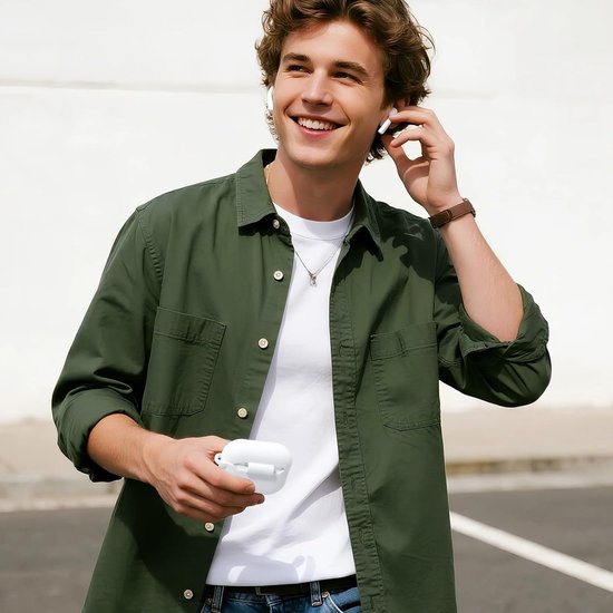 Compatibel met AirPods Pro 3 Case 2025 - Schokbestendige siliconen hoes voor Apple AirPods Pro 3e generatie bescherming met reinigingsset en karabijnhaak [zichtbare led], wit — afbeelding 5