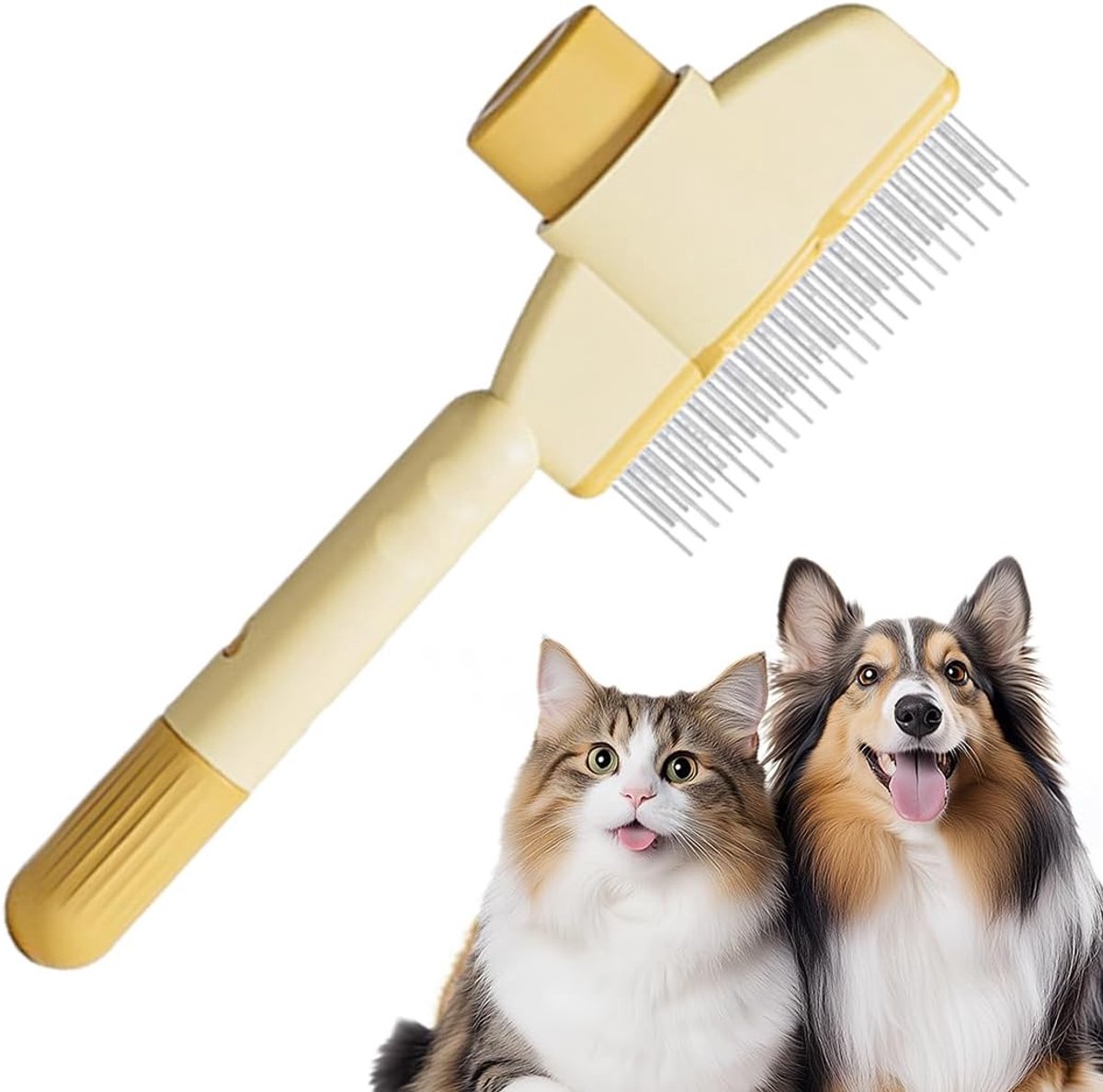 Dierenhaarverwijderaar met ontspanningsknop, huisdierhaarverwijderaar, borstel voor open knopen voor honden en katten, verwijdert losse haren en vuil