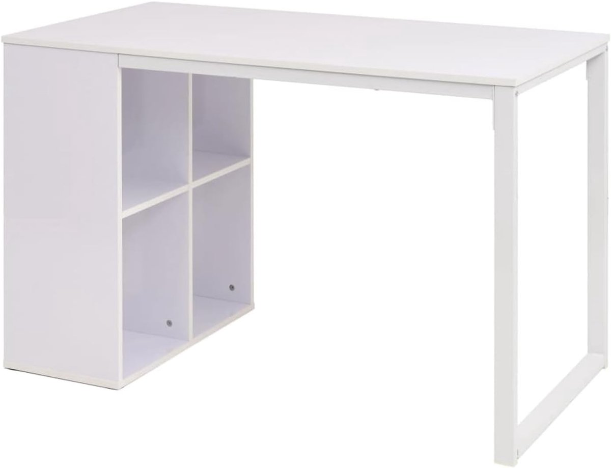 Consoletafel, bureau, hoekbureau, opbergtafel, 120 × 60 × 75 cm, bureautafel, werktafel, leestafel, hoekbureau met 4 opbergvakken, spaanplaat