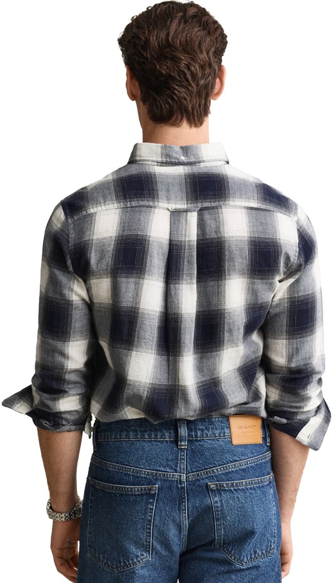 Overhemd Gant Regular Fit navy geruit Windblown flanel