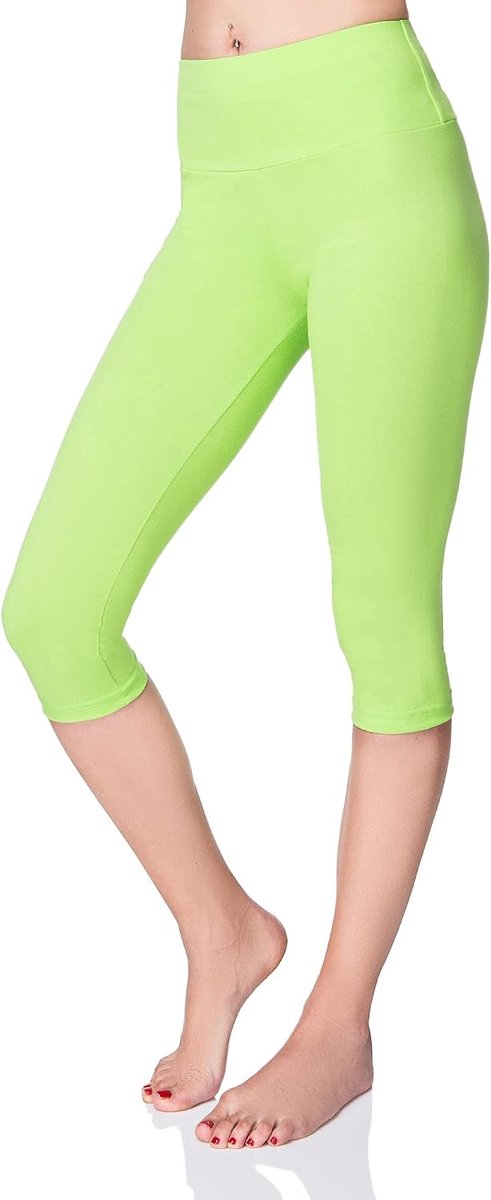 Dameslegging, 3/4-model, van katoen, hoge taille, cropped, met buikcontrole, yogabroek voor dames, geschikt voor sport, workout, fitness, activewear