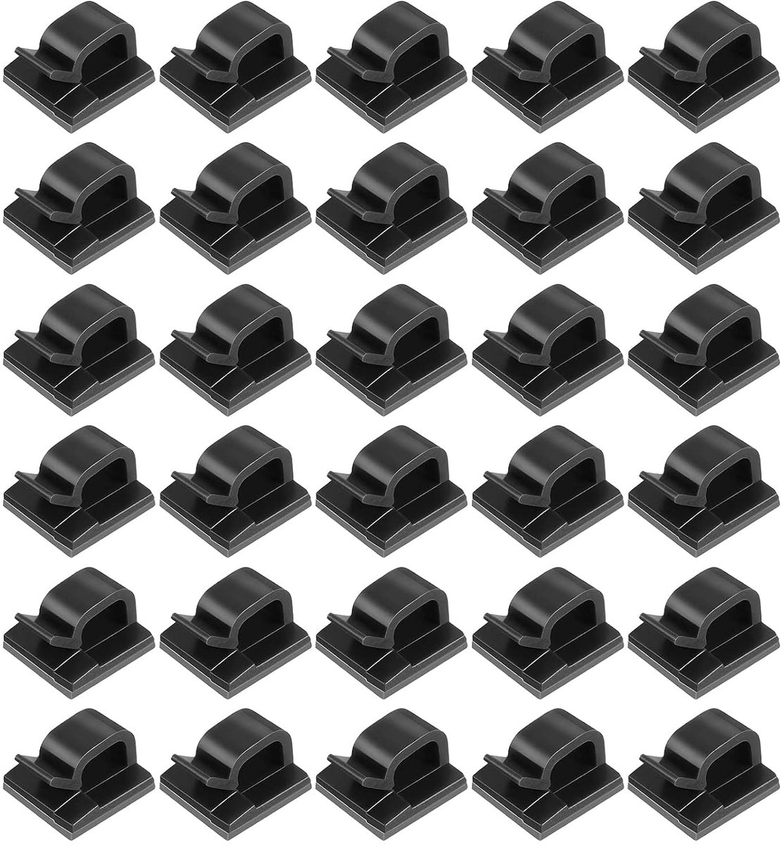 Kabelclips, zelfklevend, kabelclips, kabelopbergclips, zelfklevende kabelbevestiging, kabelbeheer voor elektrische kabelorganizer voor tv, oplader, pc, kantoor, huis, 30 stuks (zwart)