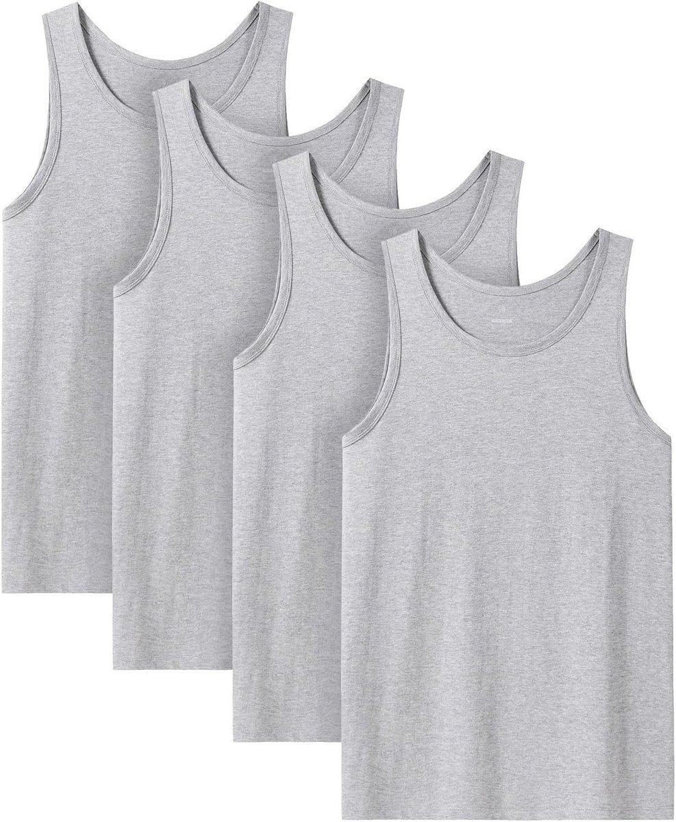 Heren 4-pack onderhemd 100% katoen Klassiek tanktop Ademend Ronde hals Fitness Mouwloos shirt Spierhemd M36