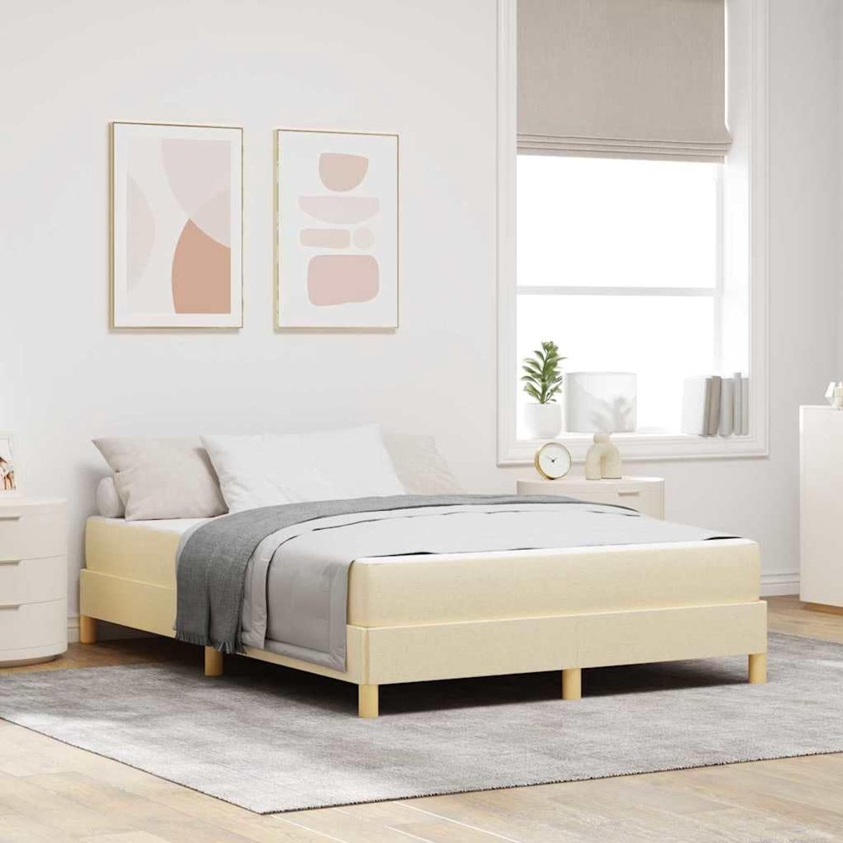 Boxspring met moderne uitstraling Crème 140 x 190 cm