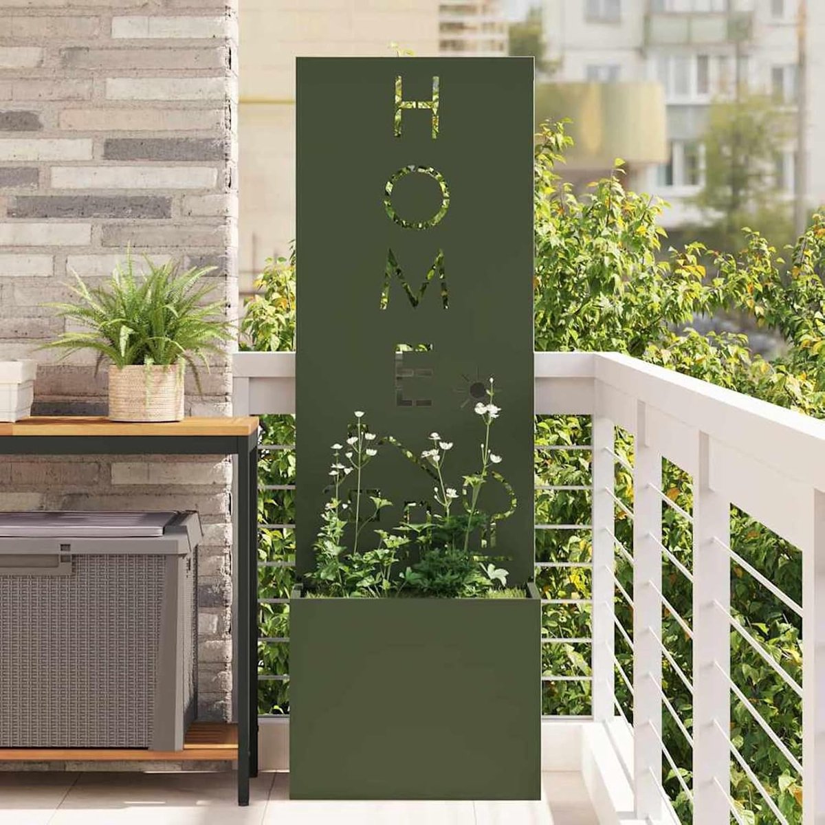 Tuin zichtwerend doek olijfgroen 50 x 140 cm, elegante zichtwerende elementen tuindecoratie muur voor balkon zwembad entree en hotel 876493