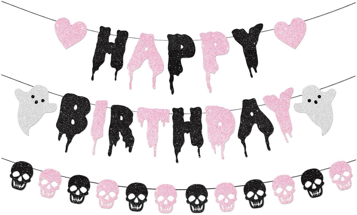 Banner Happy Birthday-banner, slinger voor Halloween, feestdecoraties (B)