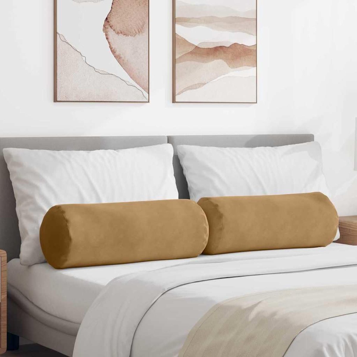 2 stuks, bruin, Ø 25 x 70 cm, corduroy
