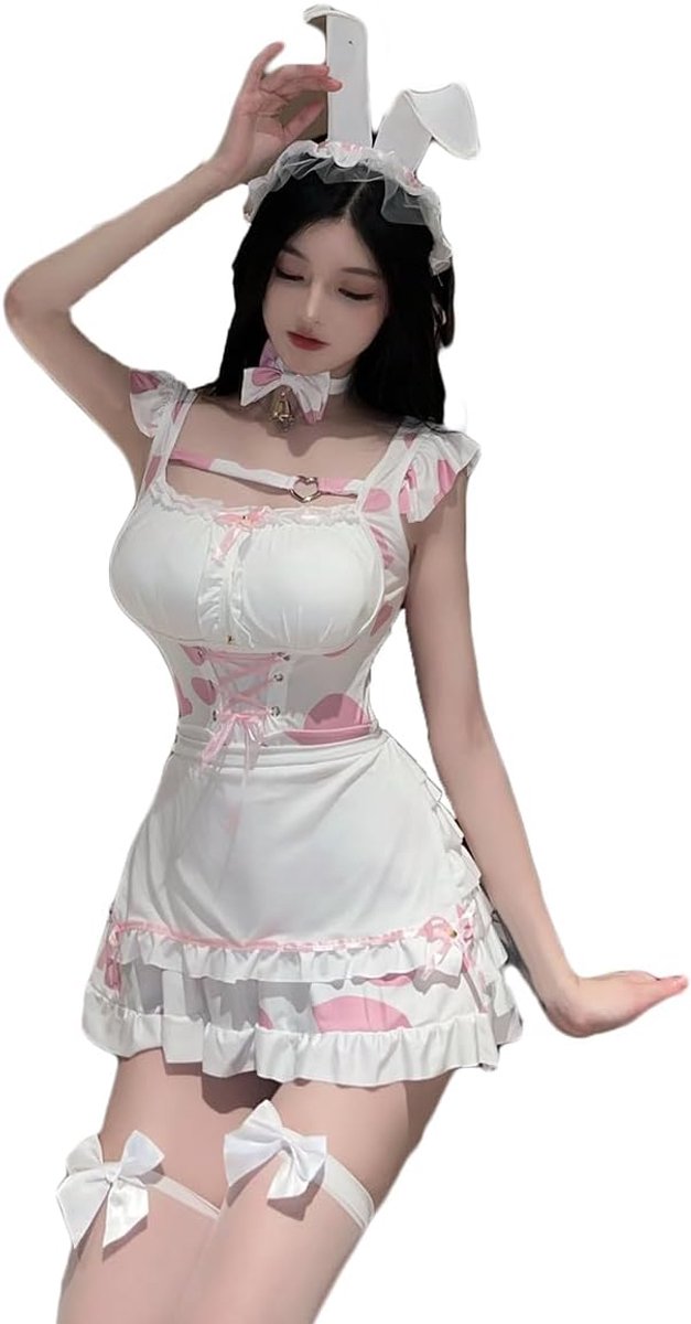 Sexy Lingerie Anime Koe Franse Meid Outfit Sexy Jurk Verleiding Cosplay Halloween Kostuums Bunny Uniform