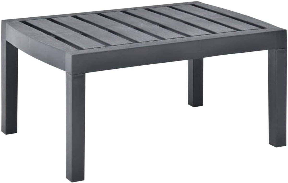 Tuintafel van kunststof, eettafel, tuin, buiten, antraciet, 78 x 55 x 38 cm