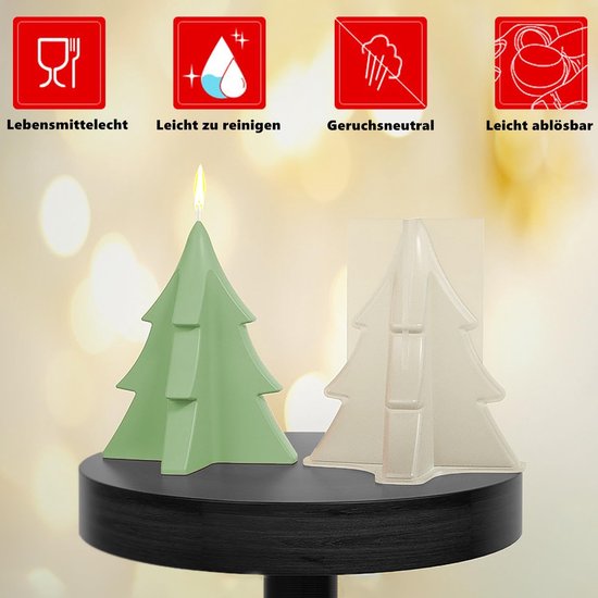 2 stuks kerstboomkaarsvormen, siliconen 3D-kerstboom, kaarsgietvorm, Kerstmis, kerstboom, kaarsgietvorm voor fondant, cake, aromatherapie, kaars, chocolade, zeep — afbeelding 4