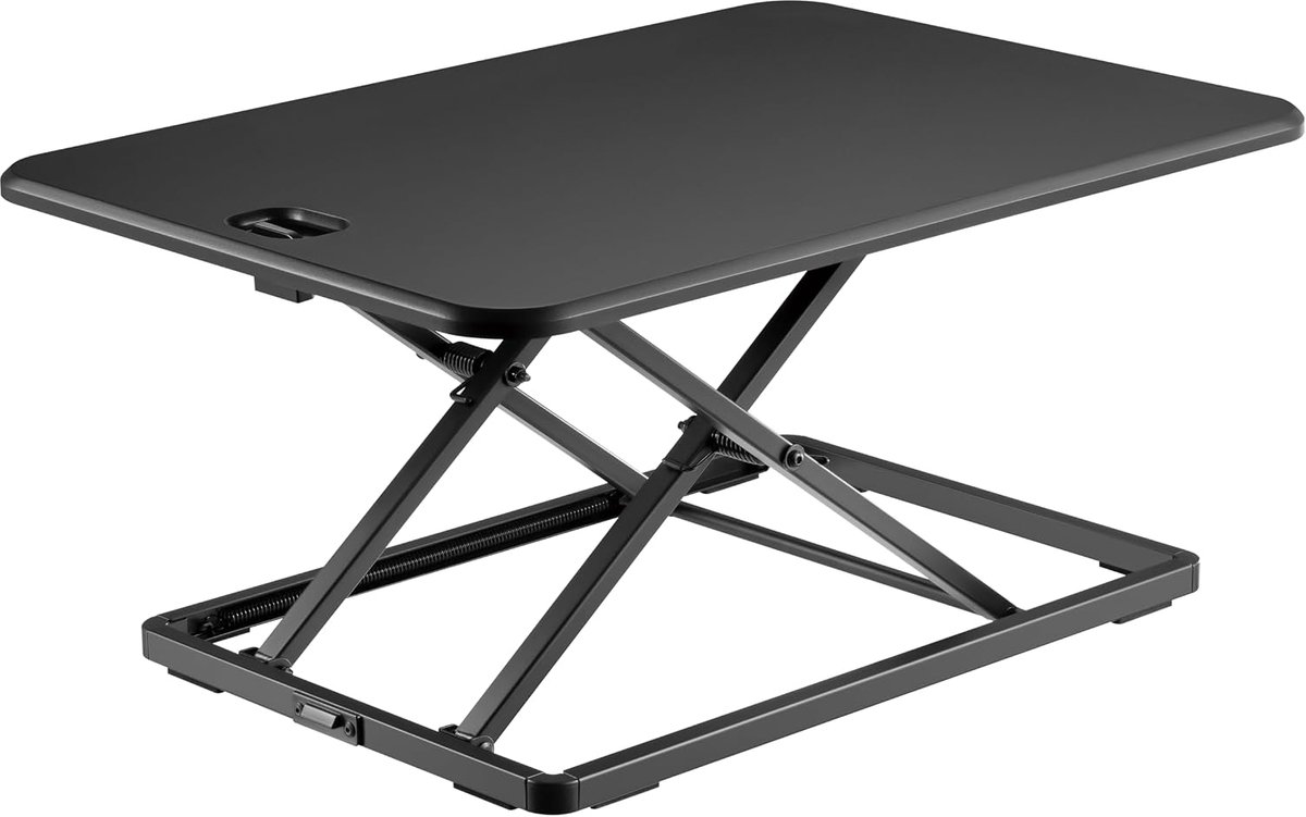 Slim Mini Desk - Hoogte 4,5 - 40,5 cm - Breedte 47 x 67 cm - Bureauverhoger - Zwart - Gasveer Bediening
