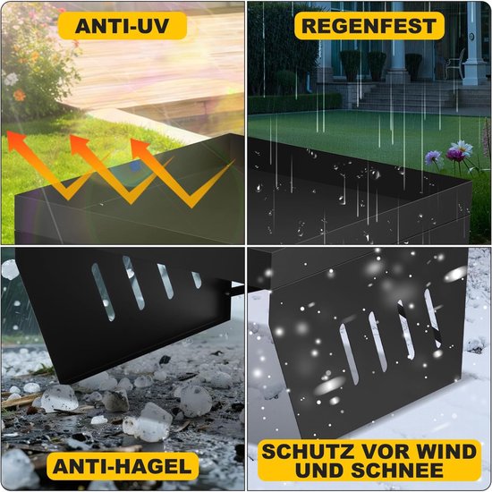 Garage voor robotmaaier, met plantenbak, verzinkte beschermoverkapping, carport, overkapping voor grasmaaier, grasmaaier, uv-bescherming, ideaal tegen regen en hagel, 42 x 61 x 70 cm, zwart — afbeelding 3