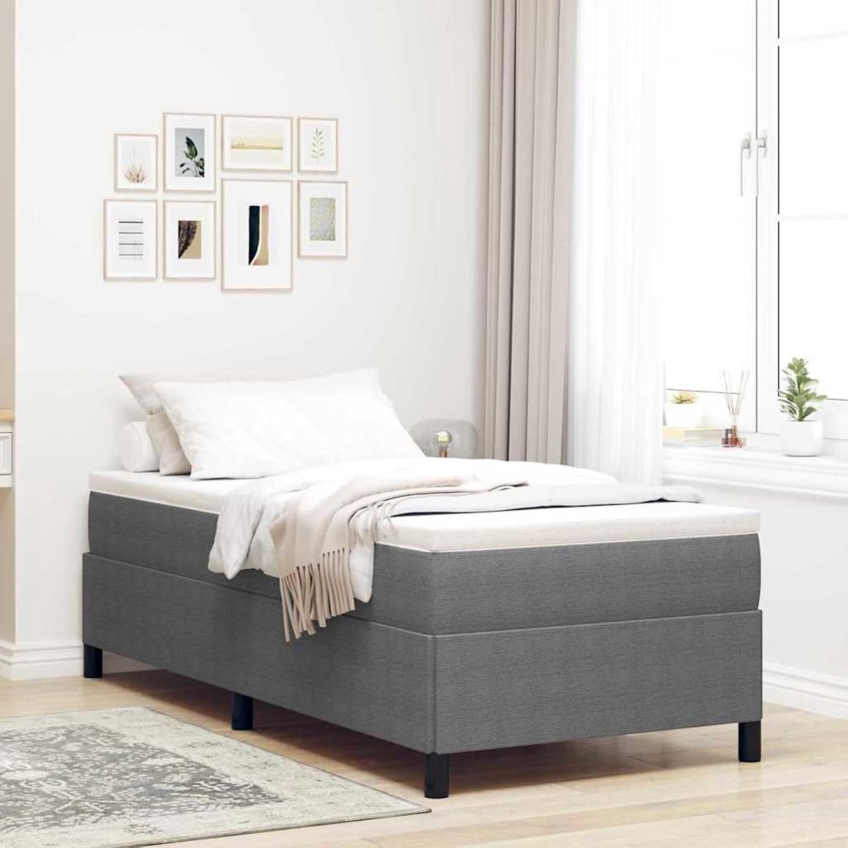 Bedframe, lichtgrijs, 90 x 190 cm, corduroy-stof, bedframe, tweepersoonsbed/eenpersoonsbed voor slaapkamer, logeerkamer, slaapzaal, hotel42006942