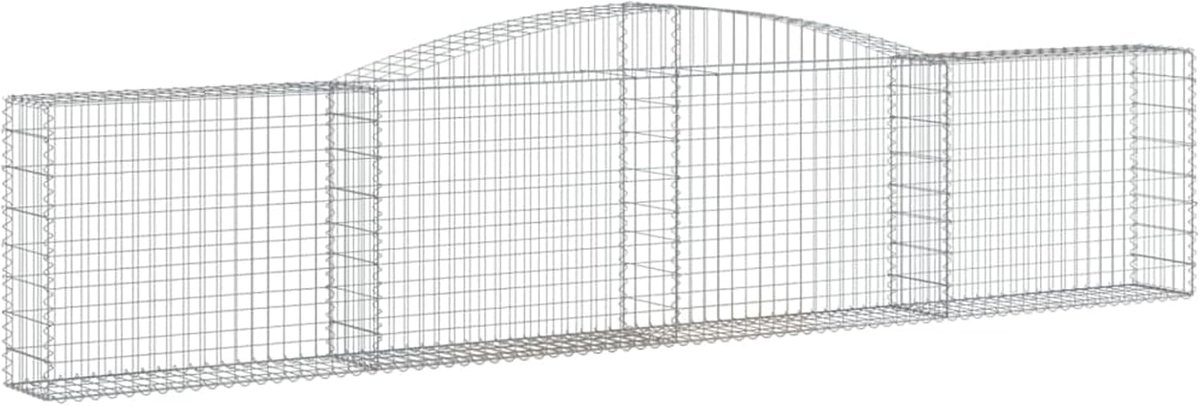 Schanskorf met hoge boog, 400 x 30 x 80/100 cm, gegalvaniseerd ijzer, schanskorven, schanskorf, schanskorf, muur voor tuin, inkijkbescherming, tuinbegrenzing, terras, 153524