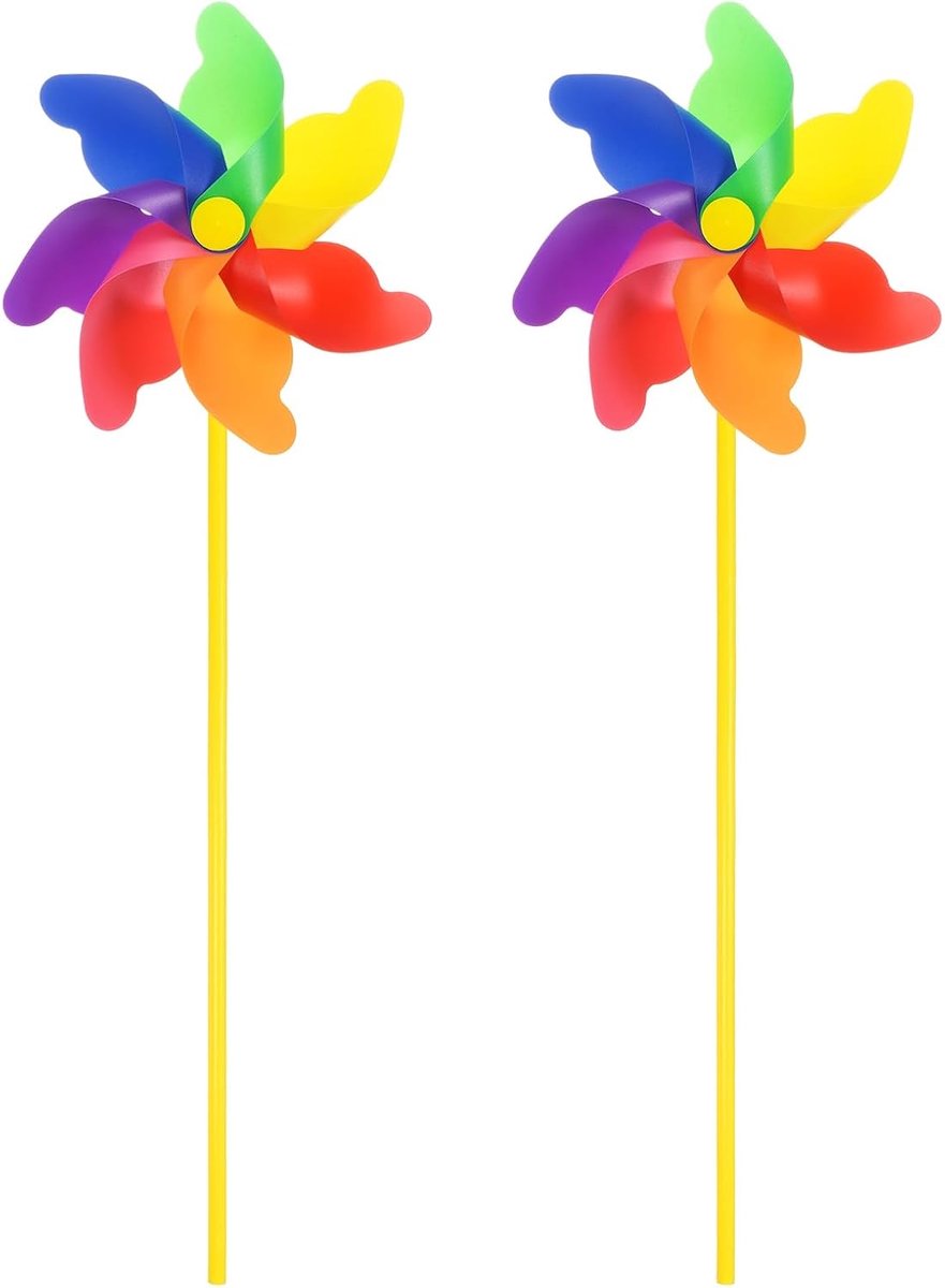Set van 2 regenboogwielen, 19,7 inch plastic windmolen, bloemenmolen voor buiten, voor feestdecoraties/tuin/tuin, speelgoed windspinners [regenboog]