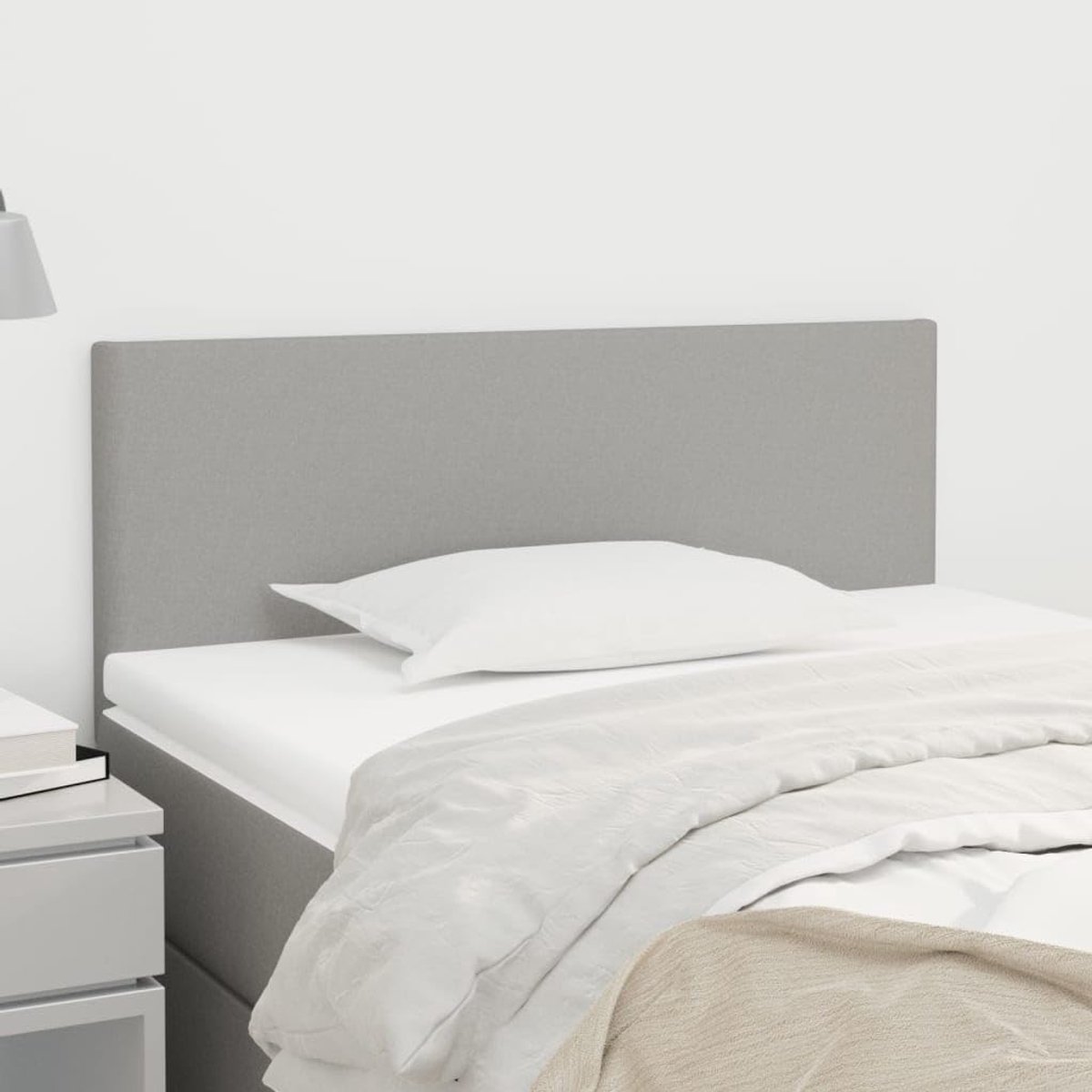 Hoofdeinde voor bed, lichtgrijs, 100 x 5 x 78/88 cm, stof, hoofdeinde, slaapkamer, meubels voor slaapkamer, hotels
