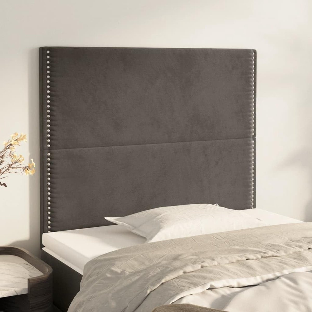 Hoofdsteunen 2 Stuks Donkergrijs 100 x 5 x 78/88 cm Fluwelen Hoofdsteun Slaapkamer Meubels Hotels