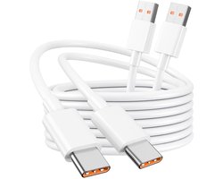 (Set van 2) 120W 2m USB C oplaadkabel voor Xiaomi - 6A TurboCharge snellaadkabel HyperCharge compatibel met Xiaomi 15T Pro 15 Ultra 14T Pro 14 Ultra 13 12 11, Redmi Note 15 Pro 14 Pro