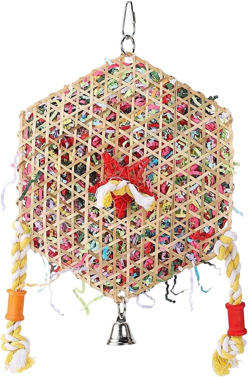 Speelgoed met versnipperd papier voor valkparkieten, conures en kaketoes - kooi-hangende tanden slijpspeelgoed voor middelgrote en grote papegaaien