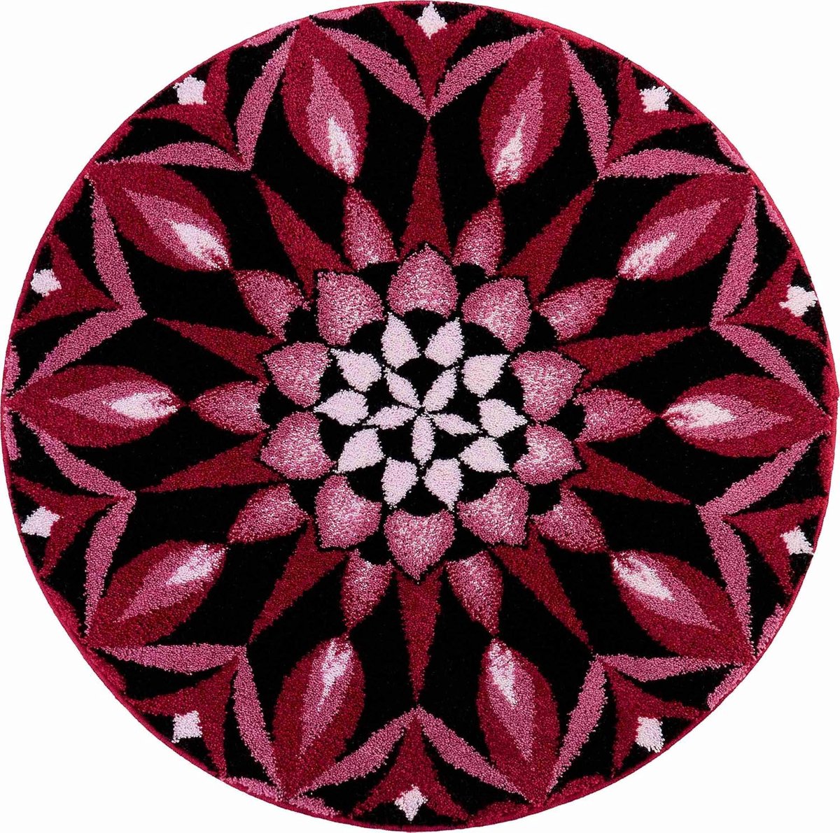 Badmat, Ultrazacht en absorberend, Antislip, KRAFT DES AUGENBLICKS, Mandala 80 cm rond, Bordeaux