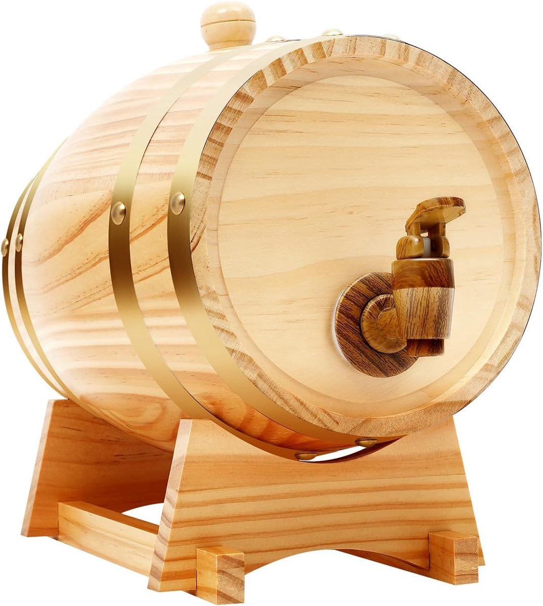 3 liter houten vat met standaard en tapkraan, whiskyvat voor opslag van whisky, wijn