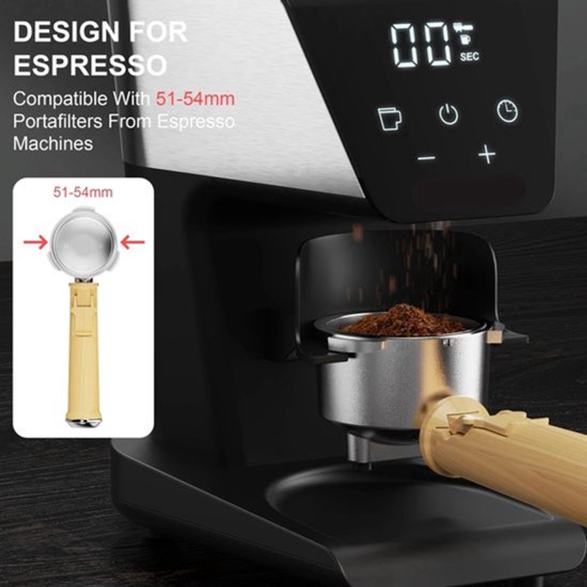 Elektrische Koffie Molen - Automatische Braammolen - Koffiebonen Maler - 30 Tandwiele - voor Espresso - Filterkoffie en French Press - 220V - 300g Bonenreservoir - LCD Timer