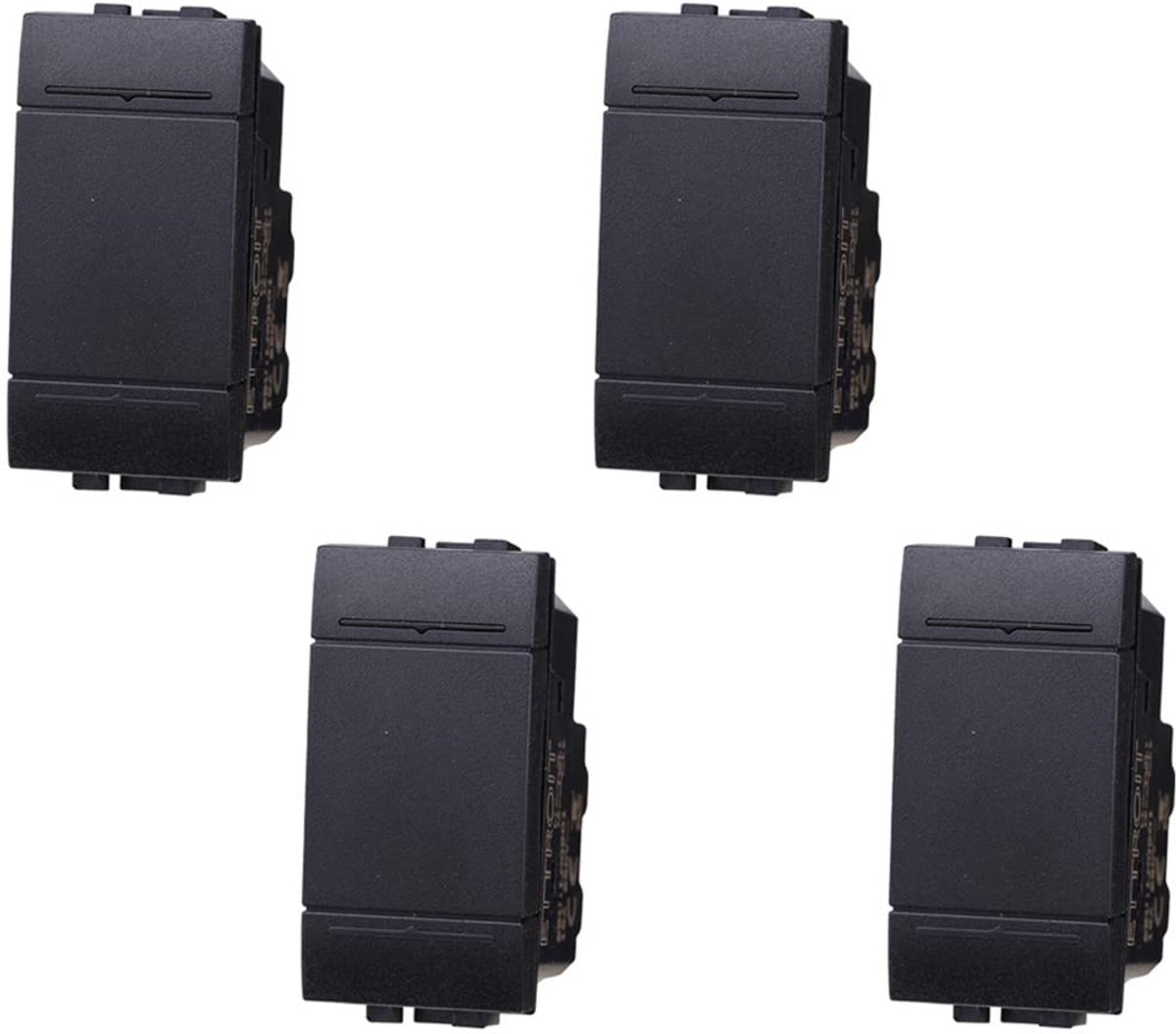 1P 1M 16A omvormer, compatibel met Bticino Living Light, 1-zits, module (4 stuks, zwart)