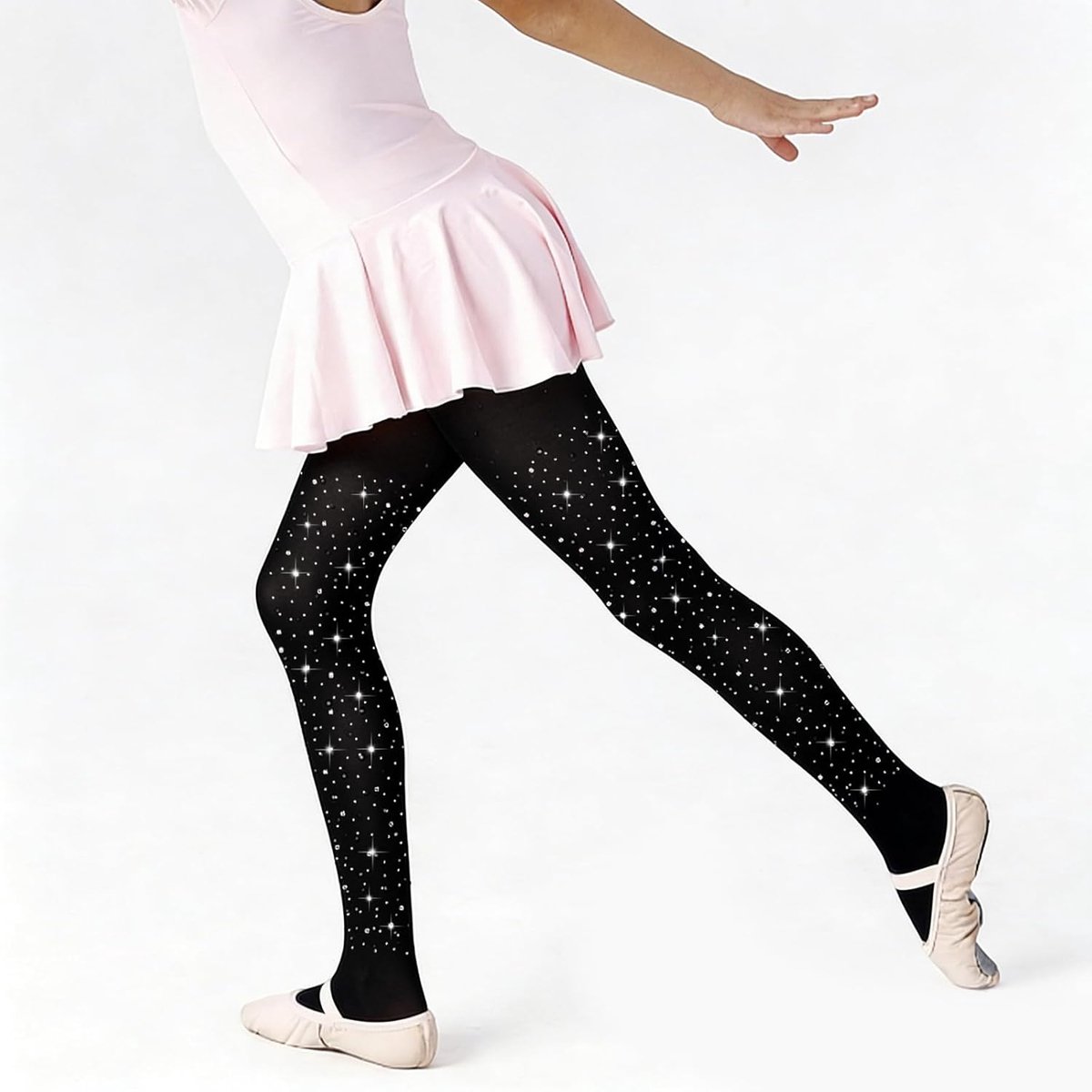 60 denier semi-transparante glinsterende strass balletpanty, thermisch gevoerde legging voor kinderen