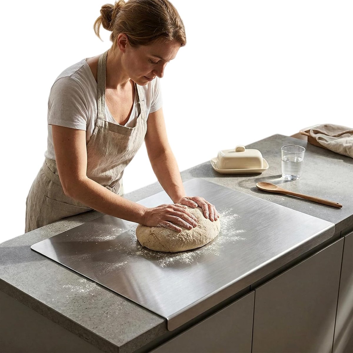 Snijplank 30 x 40 cm, werkblad kneedplank roestvrij staal, keuken snijplanken, werkblad keuken, keukenplaat met aanslagrand, ook als pastaplank voor vlees, groenten voor keukens, bar