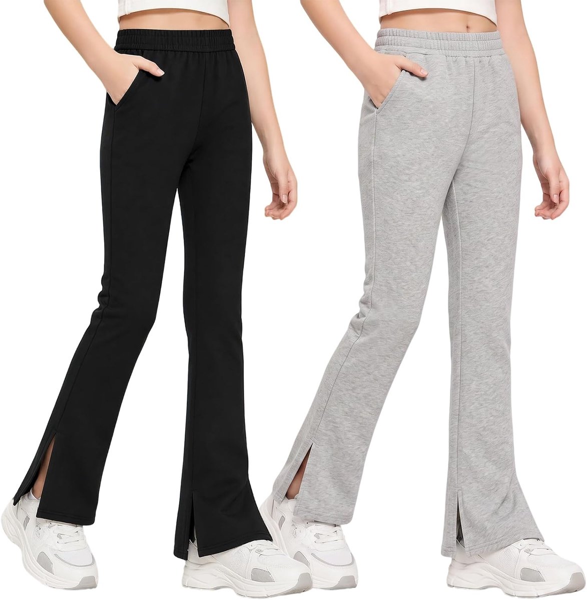 Meisjeslegging met 2 zakken, set van 2, split-ontwerp met uitlopende pijpen, 5-16 jaar