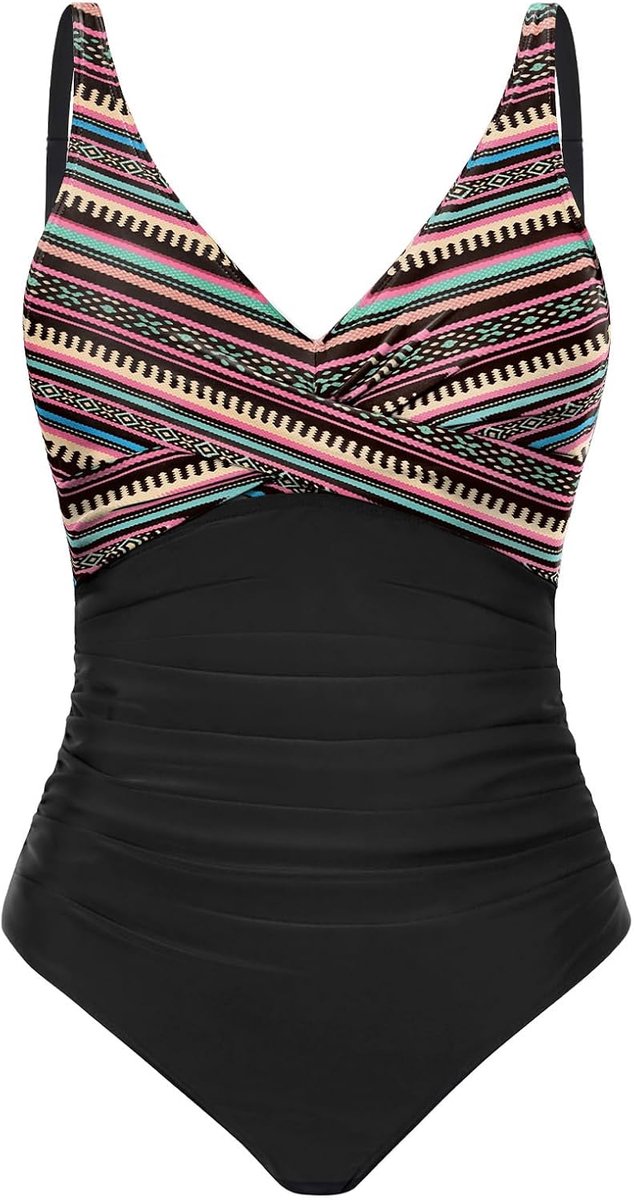 Badpak voor dames, eendelig, corrigerend, platte buik, eendelig, V-hals, zwemkleding, push-up, zwempak, gekruiste voorkant, sexy, spaghetti, verstelbaar, voor strand, zwemmen