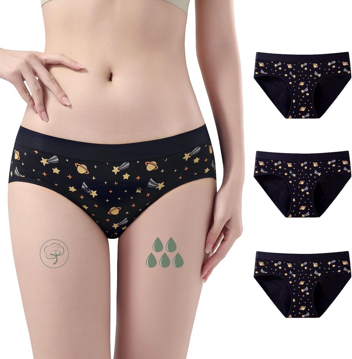 Menstrual Period Pants tieners absorberende menstruatie-onderbroek katoenen slip voor Mutand Cyclus Mestrual, dames 8-18 jaar (DE/NL/SE/PL, Leeftijd, 14 jaar, 16 jaar, Regular, 3 Space)