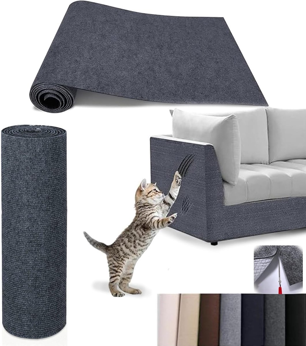 Krabmat voor katten, krasbescherming kat kattenmeubelbescherming, zelfklevende kattenkrasbescherming voor banktapijt, effectieve bankbescherming tegen krassen, bank, voor meubels