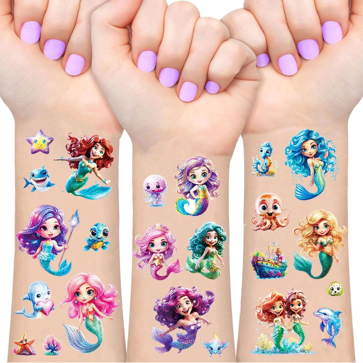 Glitter Tattoo Set, 12 Vellen Tijdelijke Tatoeages voor Kinderen, Waterdichte Nep Tatoegeringsreeks Met, Temporary Tattoo, Tatoeagestickers voor Gongens en Meisjes