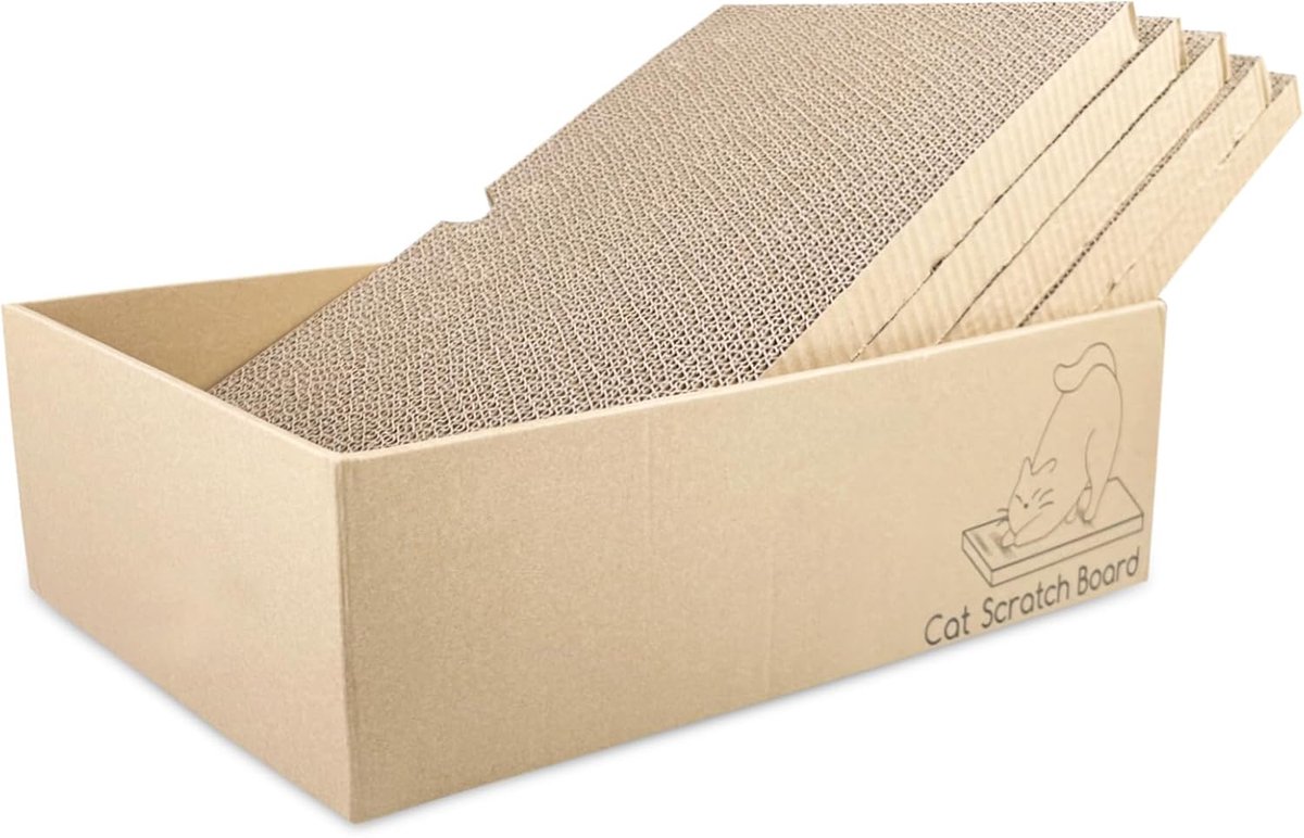 5 stuks krabplanken voor katten, krabmat van golfkarton recycleerbaar, krabplank voor katten 43 x 25,4 x 12,7 cm, dubbelzijdige krabplank voor katten, krabbox voor slapen, spelen, krabben