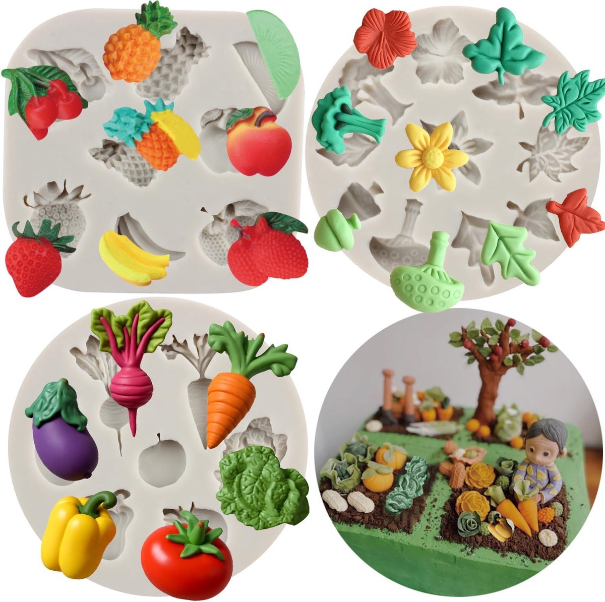Siliconen mal fruit fondant mal set van 3