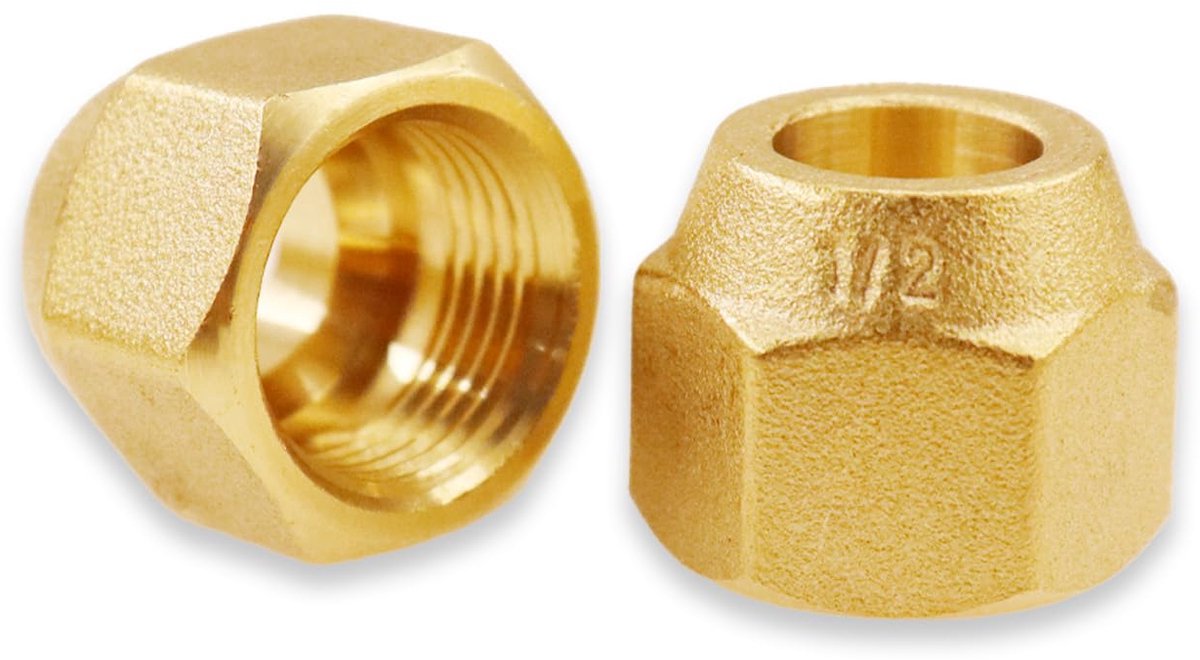 2 stuks wartelmoeren 1/2 inch messing - split flenskap voor koelmiddelleiding airconditioning en HLK-systemen 1/2 inch adapter