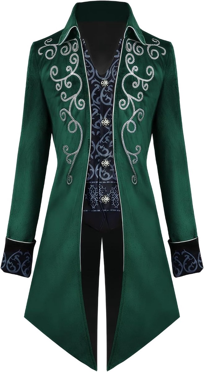 Jas voor heren, middeleeuwse, gothic, retro jas, Victoriaanse jas voor Halloween