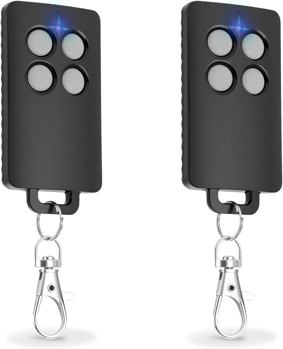 2 x AAM0121 afstandsbediening poort – compatibel met SCS Sentinel – 433,05 – 434,79 MHz – 4 kanalen – geheime code draaibaar en bereik 50 m – grijs