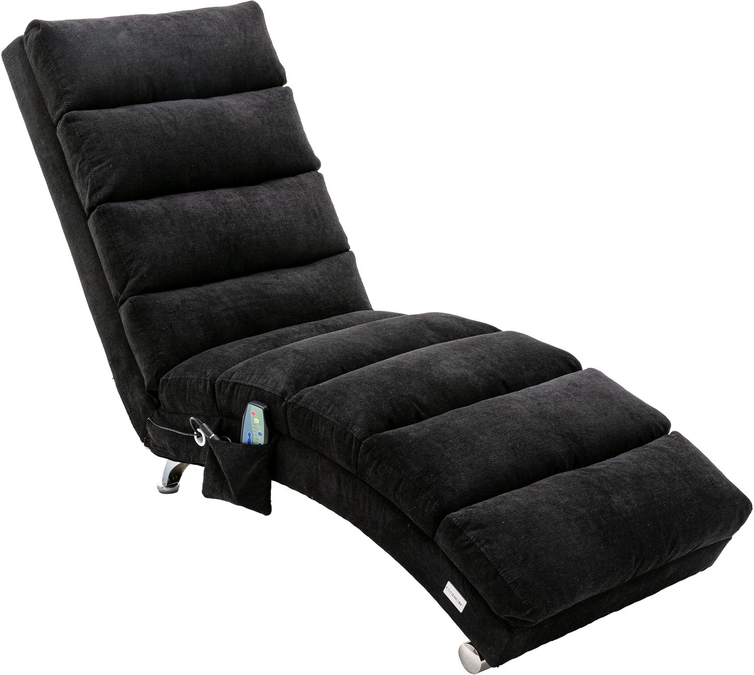 CHICFURN Chaise longue - Vibratiefunctie - Zijvak - Zwart