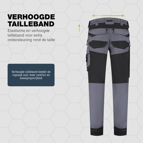Faze.One Glaston 4K Stretch Werkbroek - Grijs Zwart - Maat 58 | Semi-Stretch Ripstop