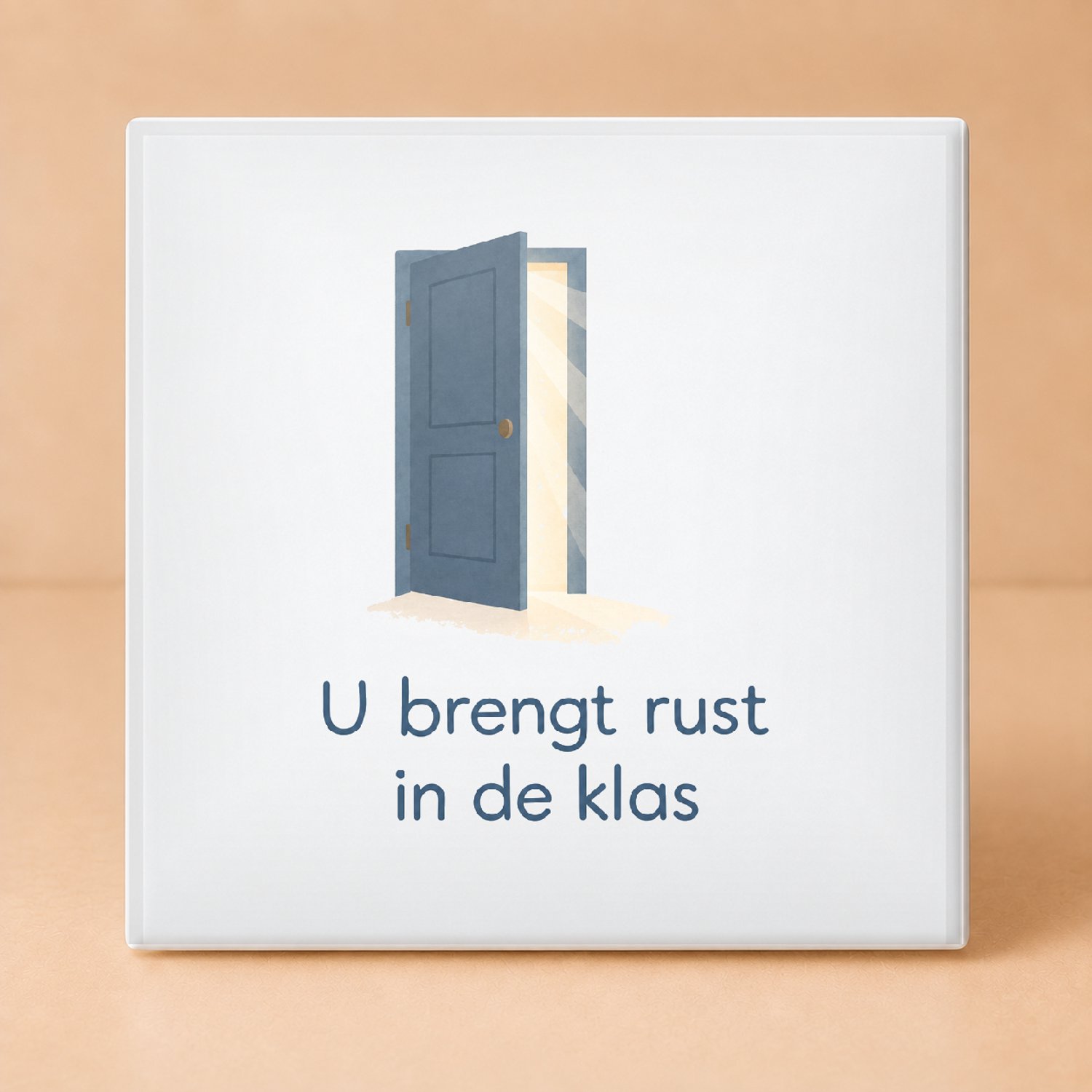 Bedruk King Rustgevende Nieuwjaarsstart met Meester Tegel – Sfeervolle Gouache Wanddecoratie voor Leerkrachten en Klassen - 11 x 11 cm Wit