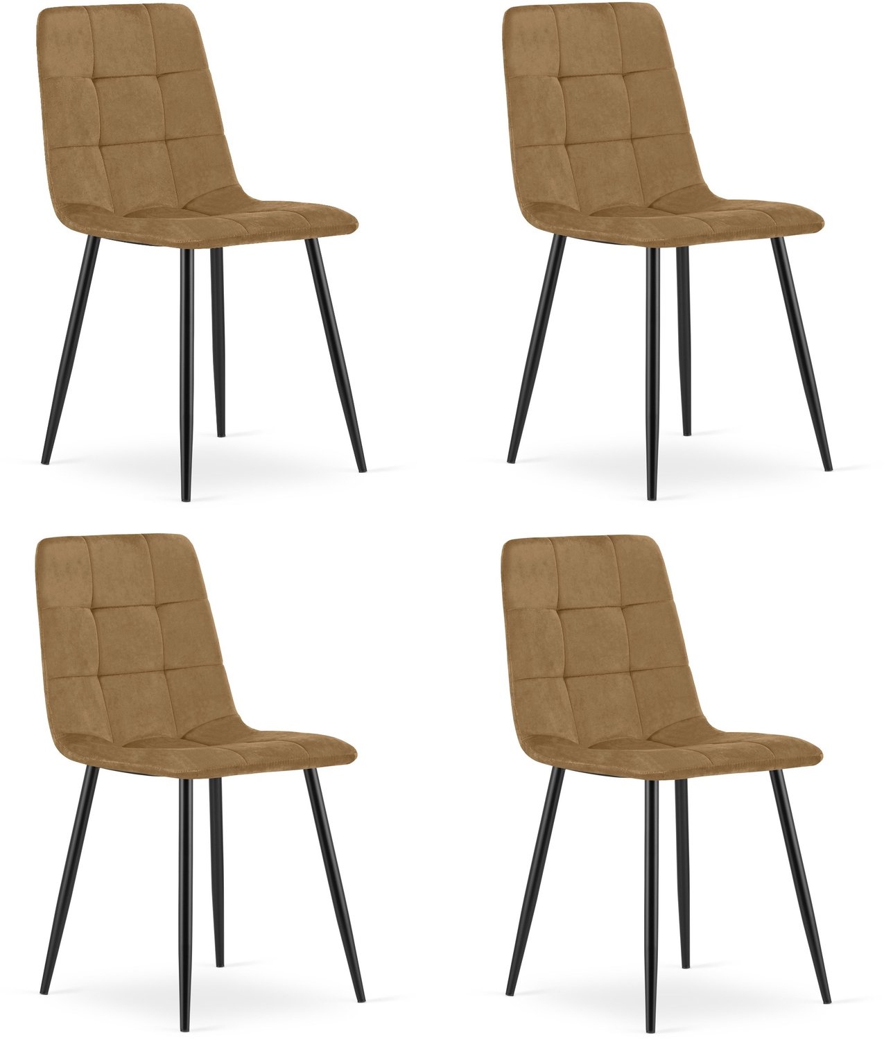 LEOBERT KARA Eetkamerstoelen – Set van 4 – Zwart Velvet – Zwarte Metalen Poten – Comfortabele Ergonomische Zitting – Modern Design – Velvet Stoel voor Woonkamer, Keuken en Eetkamer – Max. 110 kg per Stoel