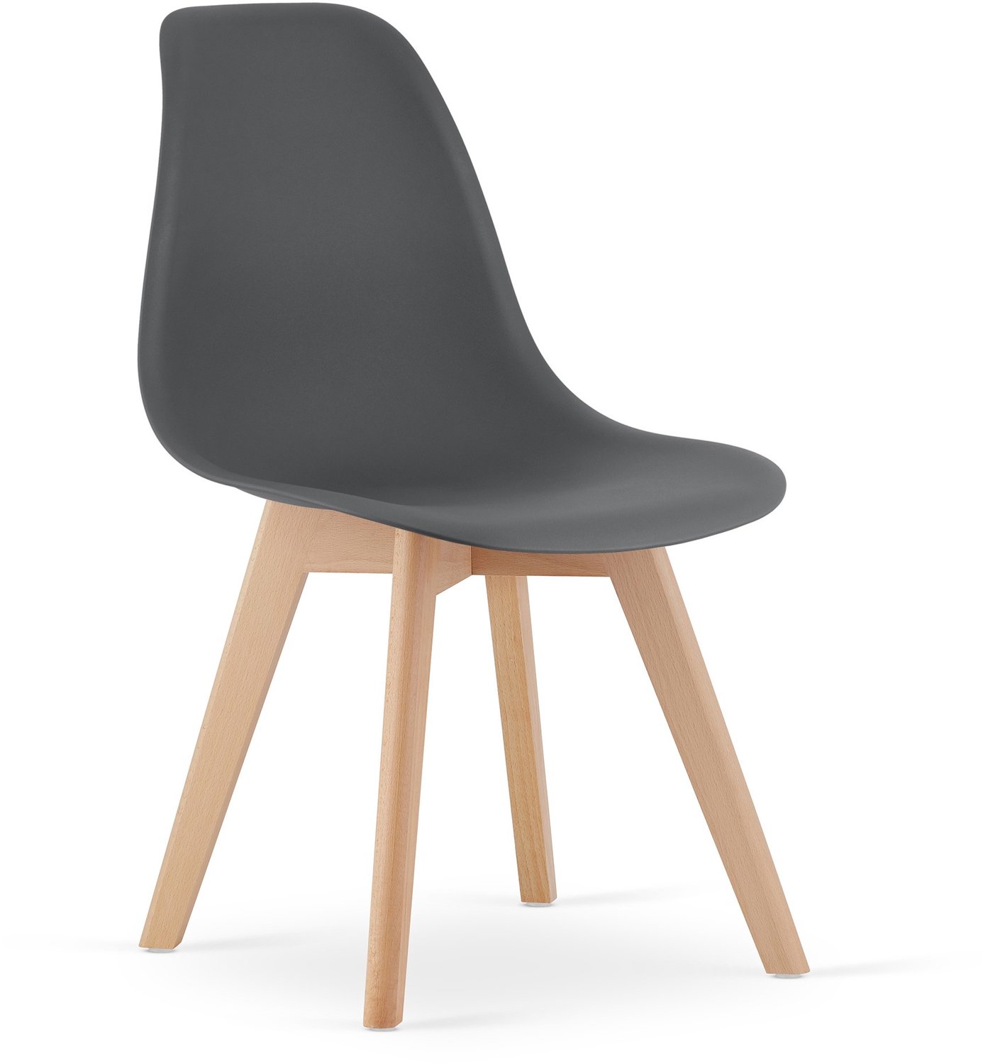 LEOBERT KITO Eetkamerstoel – Donkergrijs Kunststof – Naturelkleurige Kunststof Poten – Moderne Kuipstoel – Modern Design – Voor Eettafel, Keuken en Eetkamer