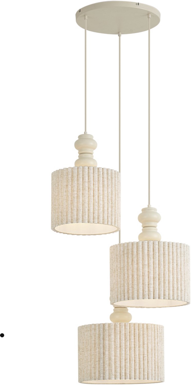 Qazqa eettafel japandi hanglamp - Fedde - beige, rond, 3-lichts, 60cm, ideaal als eettafellamp