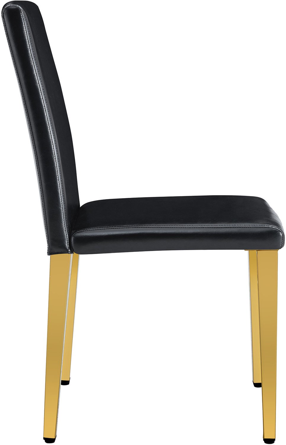 DESMIU Eetkamerstoel - Set van 6 - Hoge Ergonomische Rugleuning met Kunstleren Zitting en Metalen Poten - Voor Eetkamer en Woonkamer - Zwart Goud